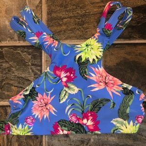 Blue/Pink Floral Swim Top